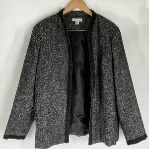 Coldwater Creek Womens Jacket XL‎ Extra Large Tweed Gold Accents Wool Blend